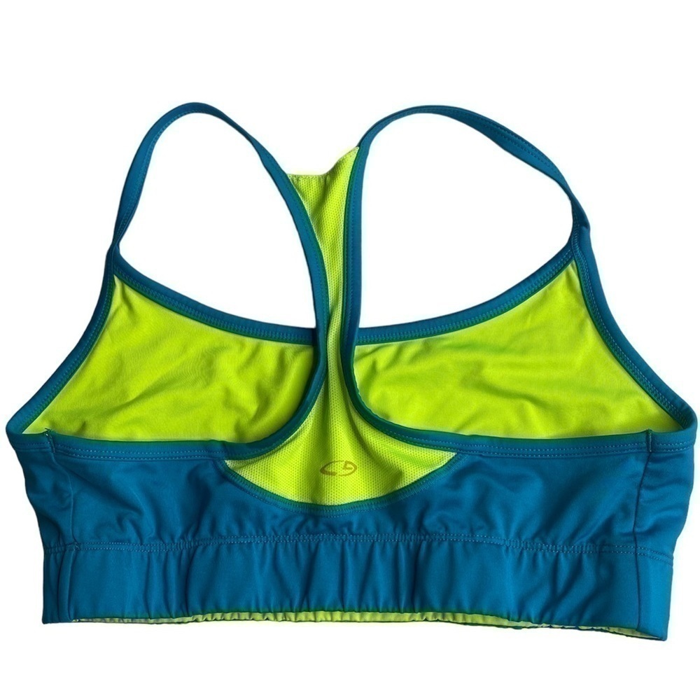 C9 BY CHAMPION REVERSIBLE BLUE & NEON YELLOW ATHLETIC SPORTS BRA